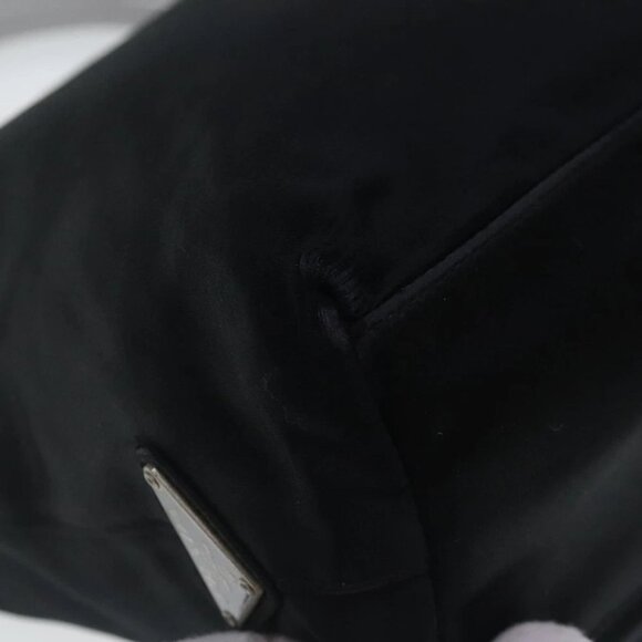 PRADA Hand Bag Satin Black Silver Auth 96617 - Picture 2 of 16